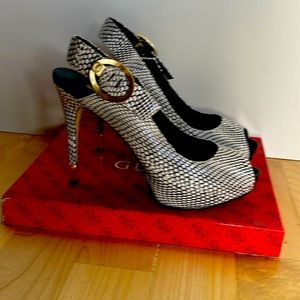Guess Peep Toe Stilettos Snakeskin